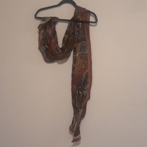 reddish-brown silk scarf